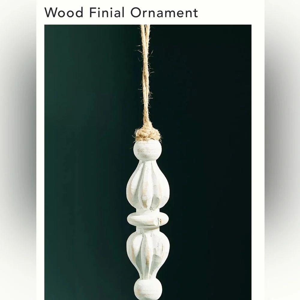NWT Anthropologie Wood Finial Ornament Set of 4